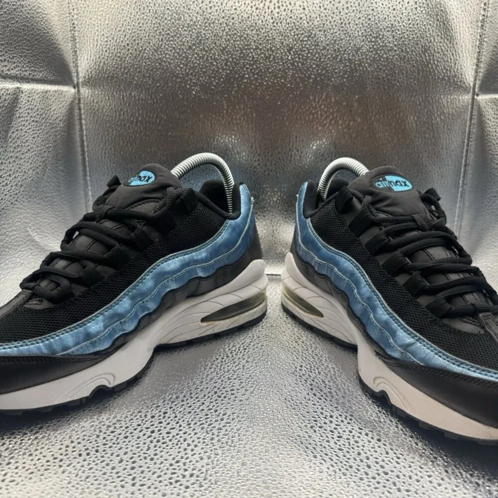 RARE 🚀 Size 6Y - Nike Air Max 95‎ GS Black Light Current Blue Women’s Sneakers